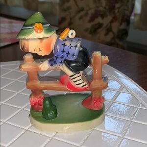 Vtg Hummel “look” boy with frog Christmas ornament